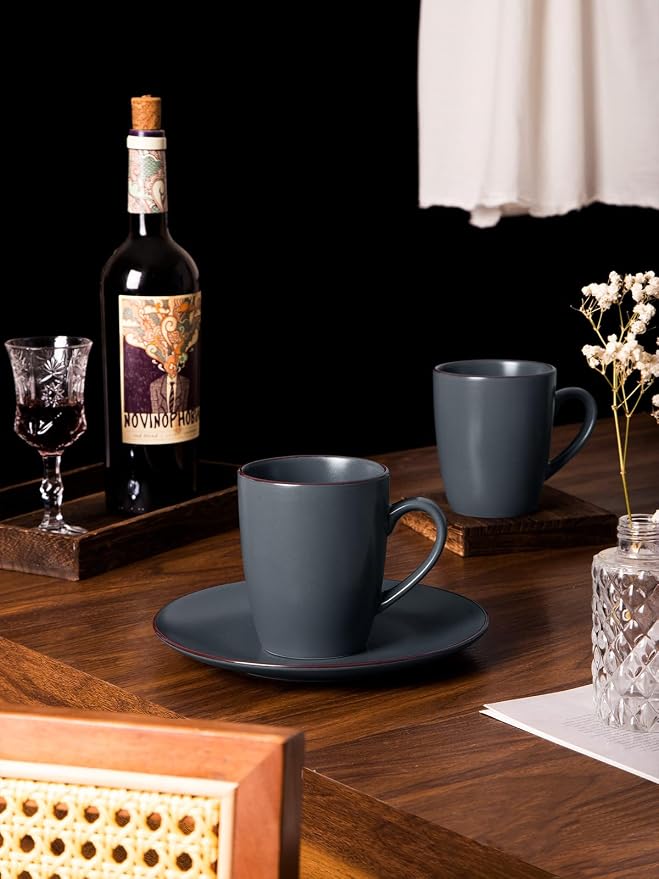famiware Venus Coffee Mugs for 8, 13 oz Mug Set, Dringking Cup with Handle for Coffee, Tea, Cocoa, Milk, Charcoal - Image 7