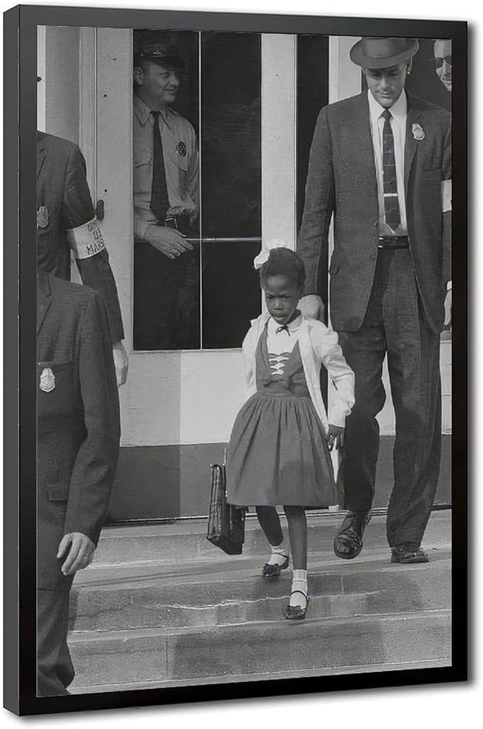Young Black Girl Protesting, Ruby Bridges, Civil Rights Movement, Vintage Feminism Poster Canvas Poster Wall Art Decor Print Picture Paintings for Living Room Bedroom Decoration Black Frame 24x36in(60 by Unknown