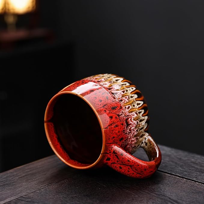 20 oz Large Ceramic Coffee Mug,Creative Handcrafted Reactive Glaze Coffee Cups Suitable for Home and Office Use,Dishwasher & Microwave Safe,Novelty Pottery Mug for Coffee Lovers Gift (red) - Image 8