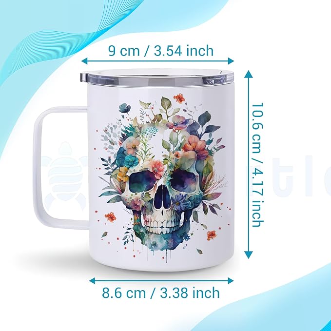 Hyturtle Skull Cup Gifts Skull Lovers - Just A Girl Who Loves Skulls Coffee Mug Stainless Steel 12oz - Goth Gifts For Women - Cute Gothic Lover Gift For Her, Girls, Daughter On Birthday Christmas - Image 3
