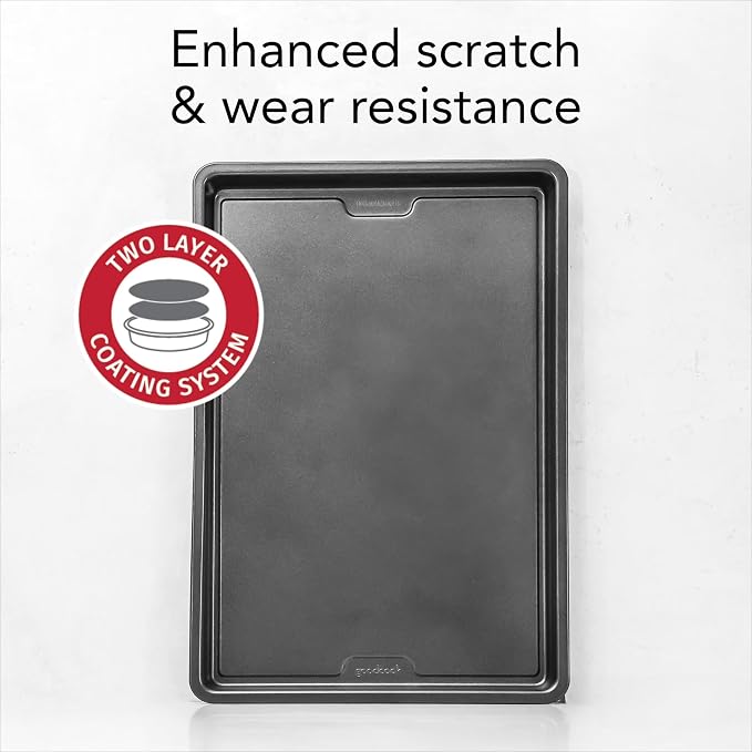 Gray 17 x 11 Inch Nonstick Carbon Steel Baking Sheet Pan, Heavy Duty Warp Resistant Cookie Tray, Oven Safe Easy Clean Bakeware for Cookies, Pastries & Vegetable Roasting - Image 4