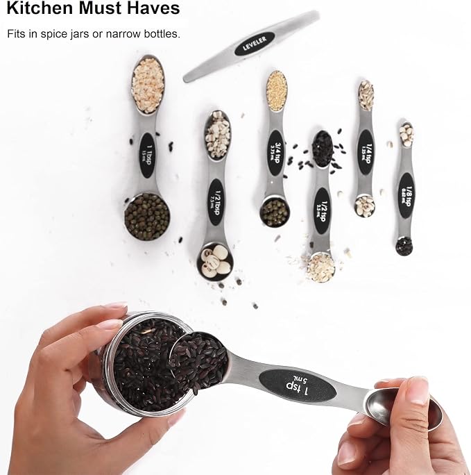 Magnetic Measuring Spoons Set Stainless Steel with Leveler-9pcs Stackable Metal Tablespoon Measure Spoon for Baking-Measuring Cups and Spoon Set Kitchen Gadgets Apartment Essentials Fits in Spice Jars - Image 6