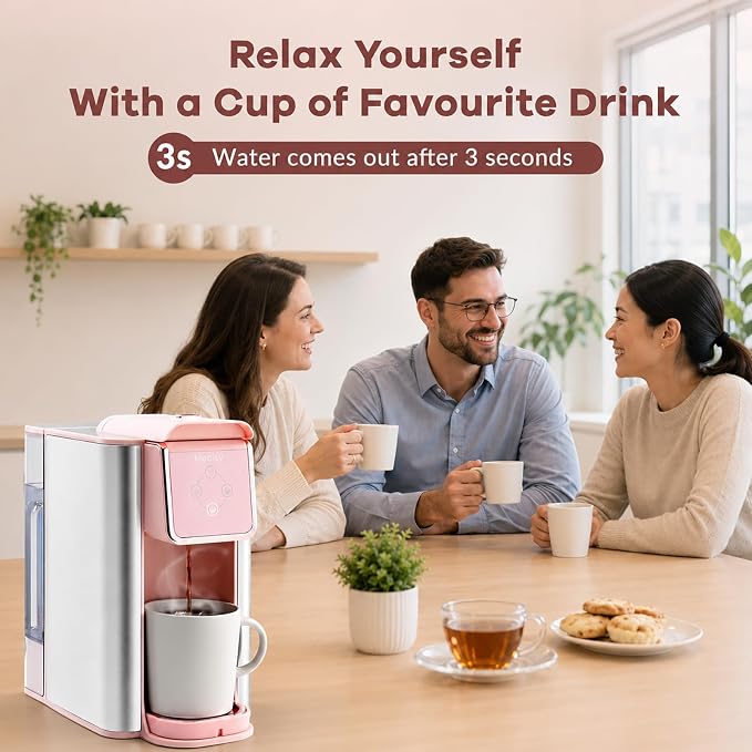 Mecity Pink Coffee Maker 3-in-1 Single Serve Coffee Machine, For Flat Bottom Coffee Capsule, Ground Coffee, 6 to 10 Ounce Cup, Removable 50 Oz Water Reservoir, 120V 1150W - Image 2