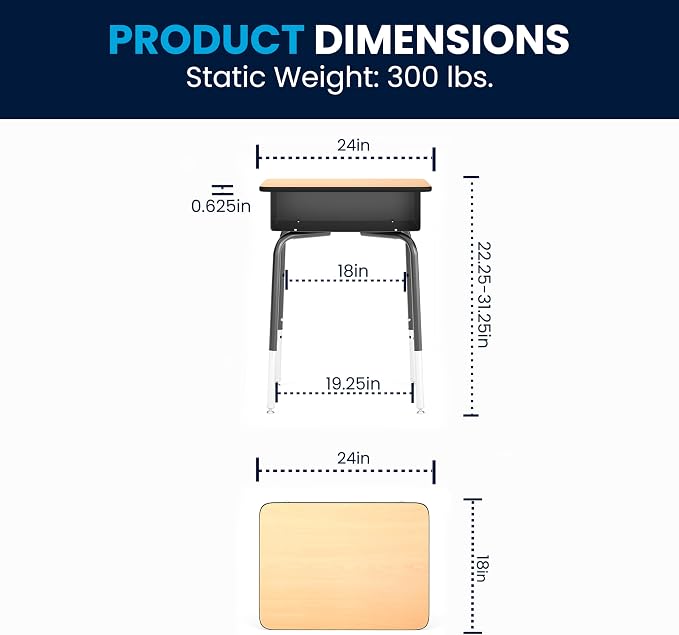 Flash Furniture Billie Student Desks with Open Front Metal Book Boxes - Natural, Set of 10 - Image 3