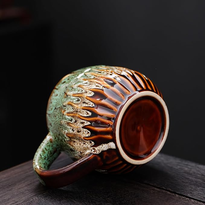20 oz Large Ceramic Coffee Mug,Creative Handcrafted Reactive Glaze Coffee Cups Suitable for Home and Office Use,Dishwasher & Microwave Safe,Novelty Pottery Mug for Coffee Lovers Gift (green) - Image 9