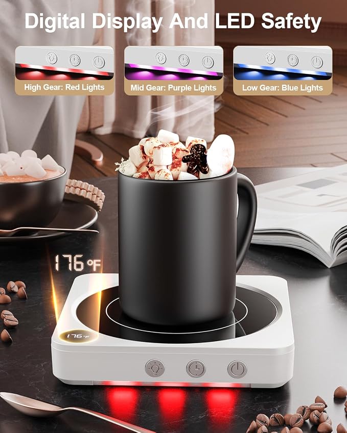 Mug Warmer - 36W Coffee Mug Warmer for Desk with Temperature Display, 2-12Hrs Auto Shut Off, Smart Candle Warmer - Ideal Coffee Gifts Accessories Keep Beverages Coffee Warmer - Image 3