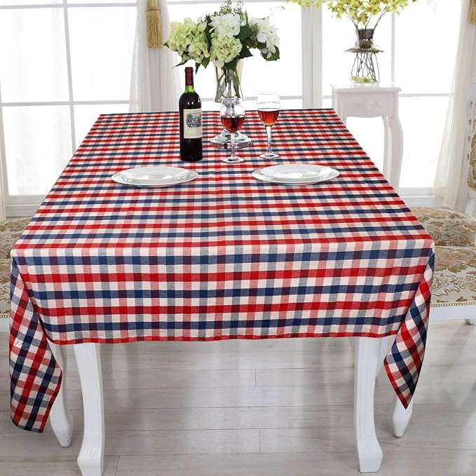 Urban Villa Tablecloth Cotton Tabletop 60x84 (6-8 Seats) July4th Checks - Image 3