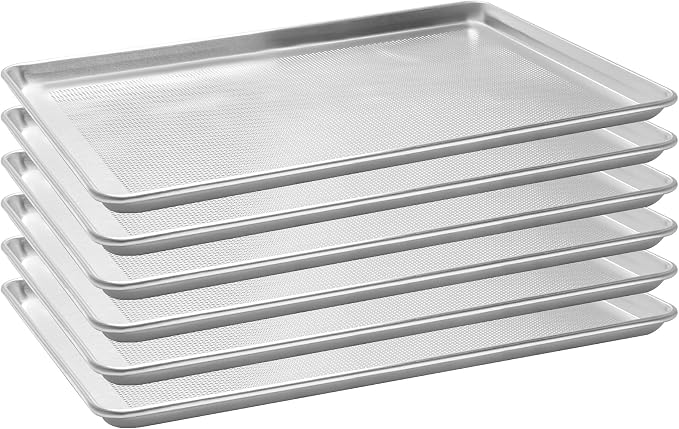 6 Pack Full Size Perforated Aluminum Baking Sheet, 26 x 18 in | NSF, Aluminum Commercial Cookie Sheets, Non-Stick, Oven Safe Up to 500℉ by FSUON