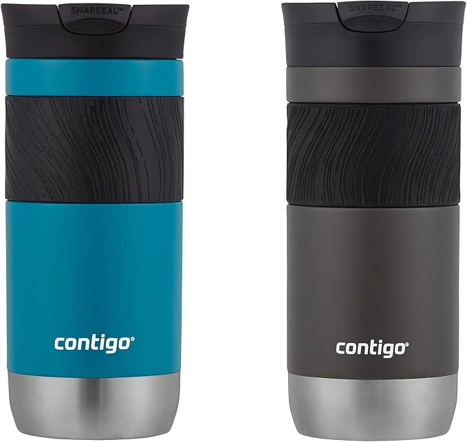 Contigo Byron 2.0 Stainless Steel Travel Mug with SNAPSEAL Lid 16oz. 2 Pack Sake/Juniper by Unknown