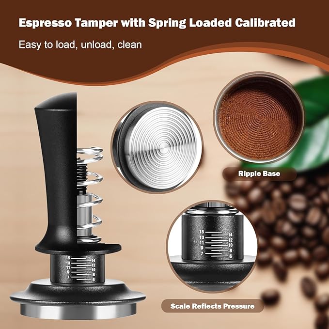 51mm Espresso Accessories Kit, Espresso Tamper with 100 Coffee Filter Papers, WDT Tool, Dosing Ring, Brush, Silicone Mat & Cleaning Cloth – Barista Tools for 51mm Portafilters & Espresso Machines