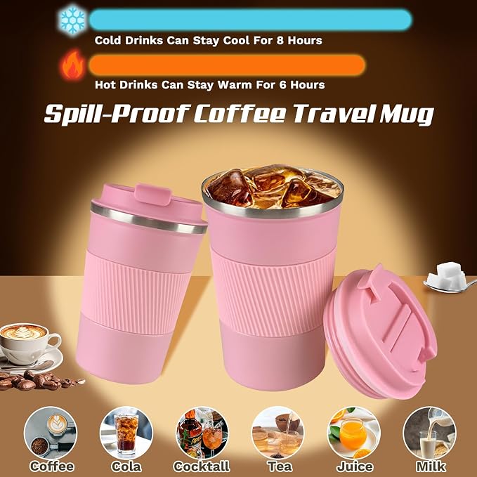 Vacuum Insulated Stainless Steel Travel Coffee Mug,Leak Proof Cup with Lid | 304 stainless steel mug with vacuum insulation, leak proof lid, silicone grip and car cup holder friendly design - Image 2
