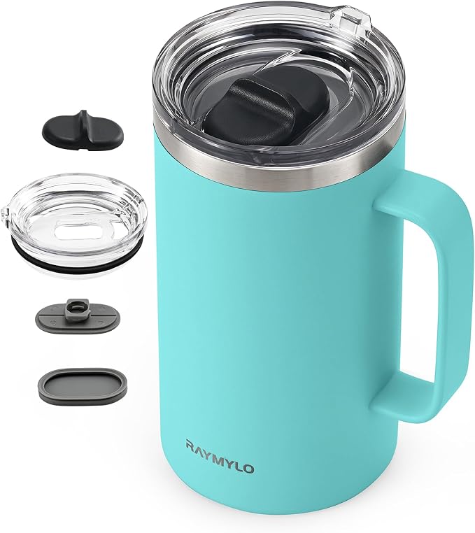 RAYMYLO Insulated Coffee Mug 24 oz, Spill-Proof & Detachable Slider Lid | Double Wall Stainless Steel with Thorough Clean Lid & Handle, Cold for 9 Hrs, Suitable for Camp Home Office by RAYMYLO