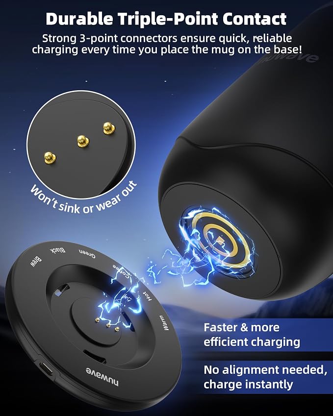 Nuwave Smart Heated Coffee Mug with Custom Brew Modes, Rechargeable, 16oz | Self Heating Temperature Control Mug with LED Display, Double-Wall Vacuum Insulation, 5-Hour Battery Life, Auto Shut-Off - Image 6