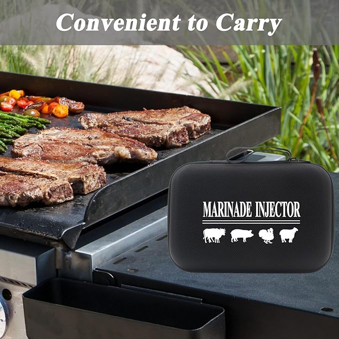 Meat Injector,Turkey Seasoning Injection Kit with 3 Professional Marinade Injector Needles for Grill Smoker BBQ Brisket; Include User Manual, E-Book - Storage Case