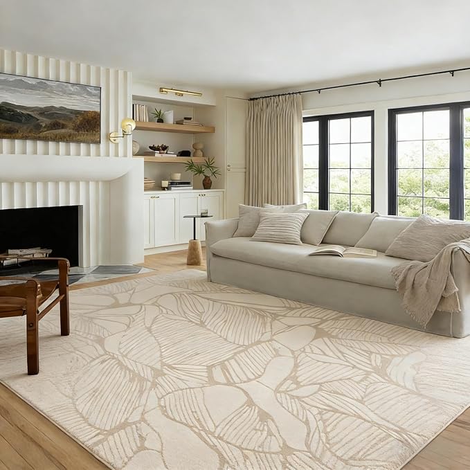 5x7 Area Rug, Machine Washable Living Room Rug - Non-Slip Low Pile Accent Rug for Bedroom, Pet Friendly, Modern Vintage Geometric Design - Image 3