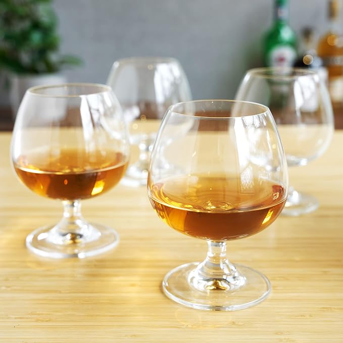 True Brandy Bourbon Whiskey Cognac Scotch Drinking Glasses, Superb Lead-Free Crystal Snifter Glass for Cocktail Party Dishwasher Safe, 14 oz, Set of 4 - Image 4