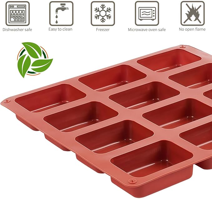 JOERSH Silicone Mini Loaf pan-(2PCS) 12 Cavities Bread Pan, Non-stick Silicone Baking Molds for Bread, Cake, Cornbread, Brownie, Mini Sized Cheesecake