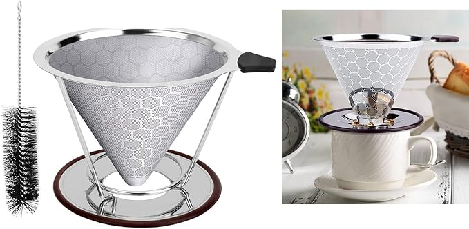 Stainless Steel Coffee Filter Reusable Strainers Dripper Manual Brewing Supplies Stainless Steel