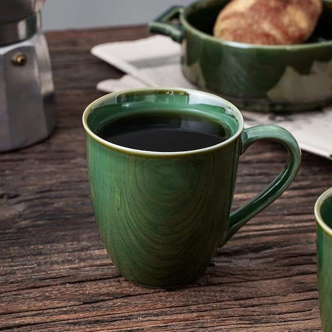 vicrays Coffee Mug Set, 12 Ounce, Set of 6, Ceramic Mug for Men, Women, Unique Glazed Mugs with Handle for Coffee, Tea, Milk, Cocoa, Cereal(Green) - Image 5