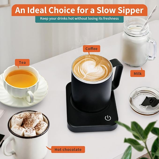 VOBAGA Coffee Mug Warmer Set with Auto Shut Off, 15 oz Coffee Mug Gift Set & 3 Temperature Settings Home Office Desk Accessories Valentine's Day Gift - Image 7