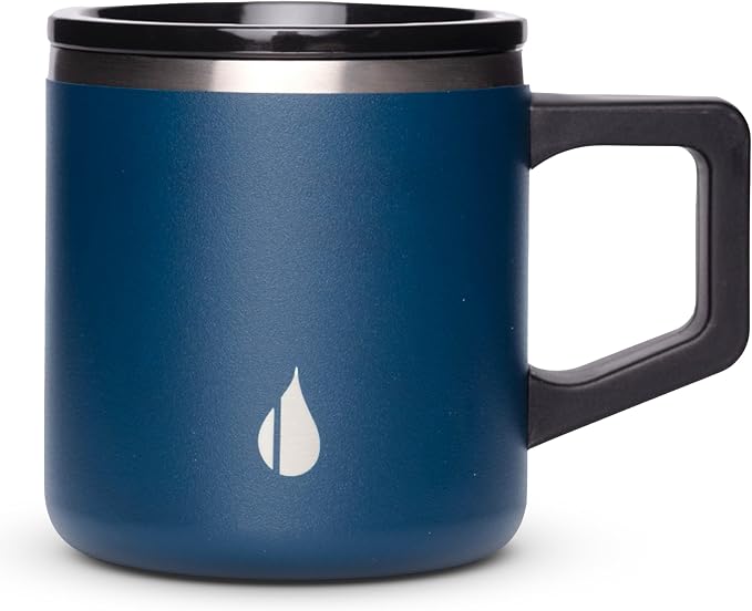 Elemental Insulated Coffee Mug - Triple-Wall Stainless Steel Summit Travel Cup for Hot and Cold Drinks - Thermal Coffee Mug with Lid and Handle for Camping, Office & Travel 12oz - Navy Blue by Elemental