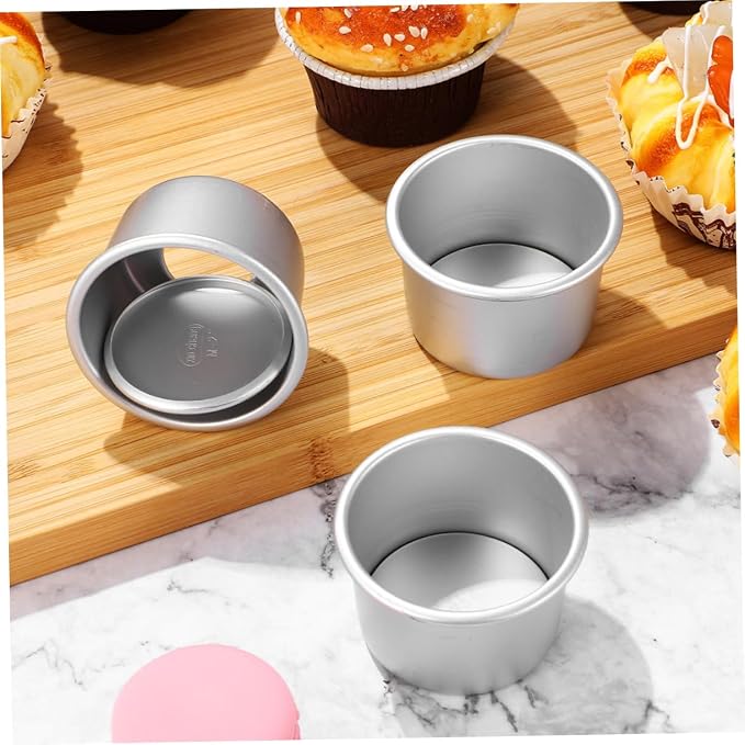 SECFOU 5-Piece Removable Bottom Round Cake Pan Set 2-Inch Aluminum Alloy Molds for Baking Non-Stick Metal Cake Pans for Cheese and Dessert for Home Bakers - Image 4