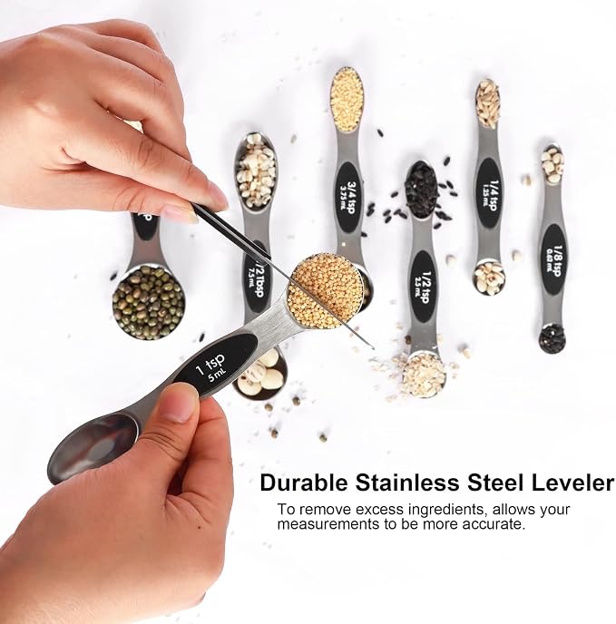 Magnetic Measuring Spoons Set Stainless Steel with Leveler-9pcs Stackable Metal Tablespoon Measure Spoon for Baking-Measuring Cups and Spoon Set Kitchen Gadgets Apartment Essentials Fits in Spice Jars - Image 4
