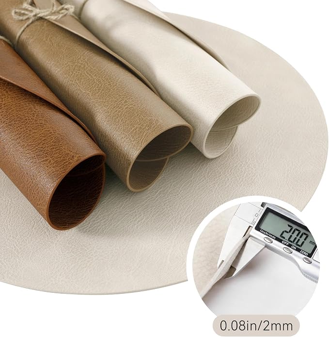 MOSAYT 13 Inch Round Vinyl Placemats Set of 4 - Faux Leather 100% Waterproof Oil-Proof Wipeable PU Place Mats, Heat Resistant Reversible Table Mats for Kitchen, Dining, Outdoor, Camel - Image 6