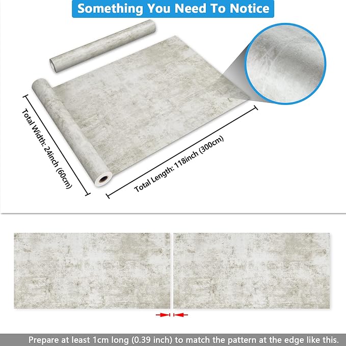 CRE8TIVE Concrete Wallpaper Cement Contact Paper Wide 24"x118" Taupe Grey Extra Thick Paper Roll Waterproof Countertop Cabinet Covers Peel and Stick Removable Decorative Vinyl Film for Bedroom Kitchen - Image 7