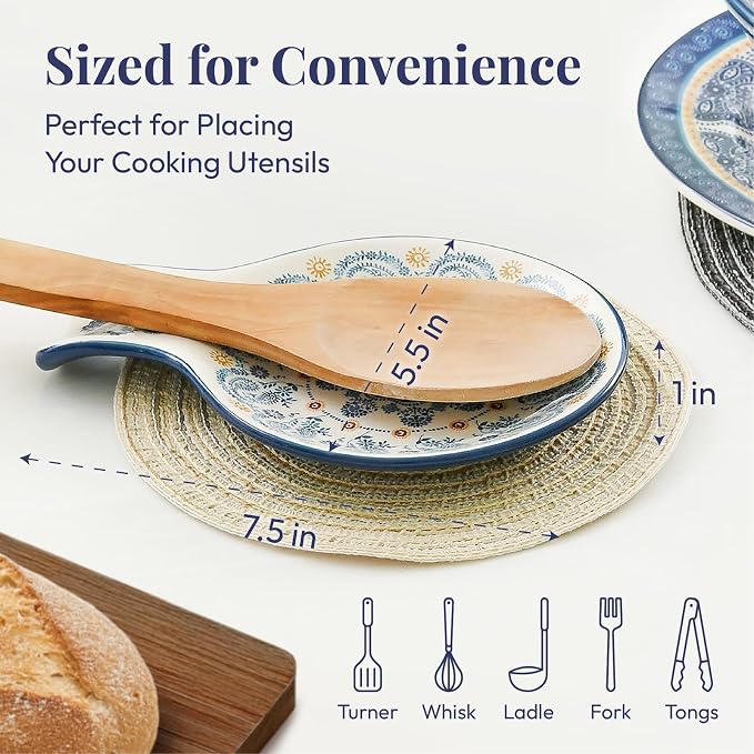 Bico Blue Talavera Spoon Rest for Stove Top, Ceramic Spoon Holder for Kitchen Counter, Easy to Clean Coffee Spoon Rest Dishwasher Safe, Kitchen Cooking Utensil Rest for Ladles Spatula - Image 2