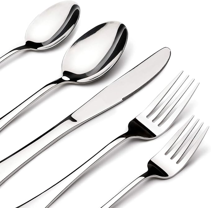 Silverware Set for 6,30 Piece Stainless Steel Flatware Utensils Cutlery Set | Heavy Duty Steak Knife Fork and Spoon, Dishwasher Safe, Gift Package for Wedding Housewarming by ACNUSIK