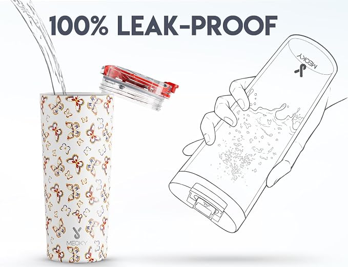 Meoky 24 oz Insulated Travel Coffee Mug: Leak Proof Lid, Jewel Butterfly | Stainless Steel Coffee Tumbler, Keeps Hot for 8 Hours or Cold for 24 Hours, Fits in Car Cup Holder, BPA Free - Image 5