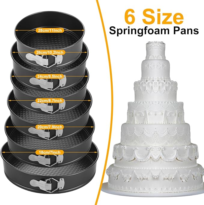 QTLCOHD Cake Pan Set for Baking, 7,8,8.5,9.5,10,11 Inch | Nonstick Springform Pan Set, Leakproof Spring Form Pans for Cheesecake with Removable Bottom, Springform Round Cake Pans Sets - Image 2