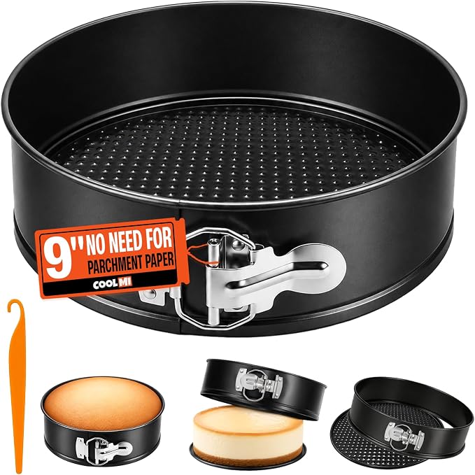 COOLMI 9 Inch Springform Pan, Nonstick Cheesecake Pan with Removable Bottom, Leakproof Pan for Baking Pie Cake Pizza and Quiches by COOLMI