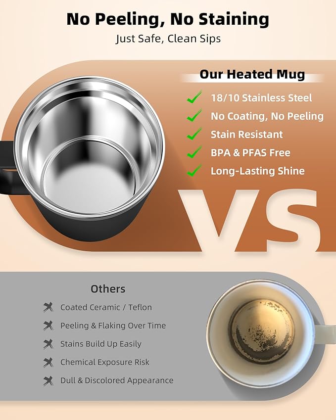 Nuwave Smart Heated Coffee Mug with Custom Brew Modes, Rechargeable, 16oz | Self Heating Temperature Control Mug with LED Display, Double-Wall Vacuum Insulation, 5-Hour Battery Life, Auto Shut-Off - Image 5