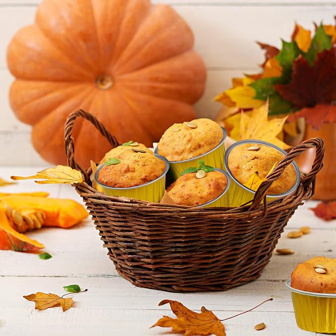 Graduation Party 50Pcs Mini Aluminum Foil Cupcake,5oz Baking Cups with Lids | Gold Disposable Ramekins for Christmas Thanksgiving,Oven Safe,Loaf Pans with Lids,Tin Cups Containers for Cupcake,Cheesecake - Image 7