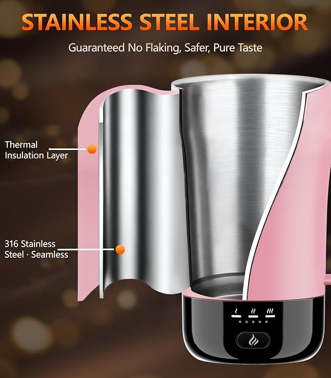 Self-Heating Coffee Mug, 14oz Heated Coffee Mug - Rechargeable Temperature Control Coffee Mug Keep Coffee Hot, Smart Mug Great Gift for Coffee Lovers & Slow Sippers - Image 4