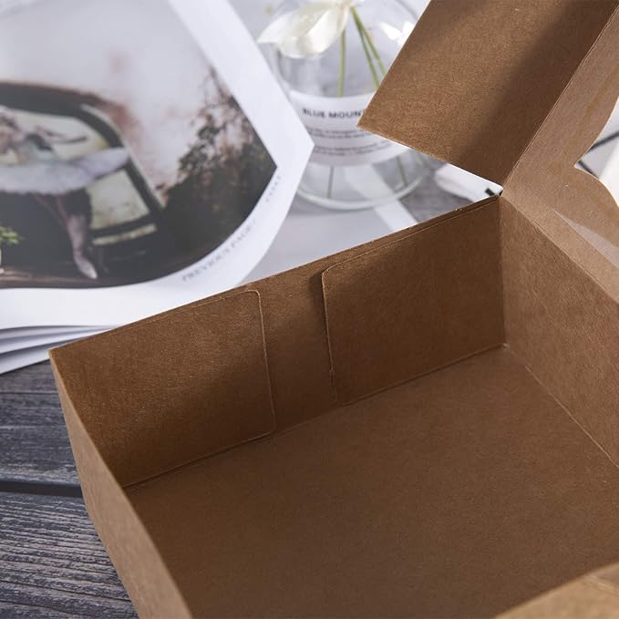 ONE MORE [25pcs] 6" Brown Bakery Boxes with pvc Window for Pie and Cookies Boxes Small Natural Kraft Paper Box,6x6x2.5inch(Brown,25)