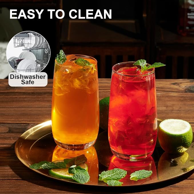 PARACITY Highball Glasses Set of 2, Drinking Glasses 12 Oz, Clear Glass Cups, Tall Tumbler Water Glasses, Glassware Set for Cocktail, Coffee, Mojitos | Clear drinking glassware for cocktails, coffee, mojitos and water, with a tall profile for home kitc... - Image 4