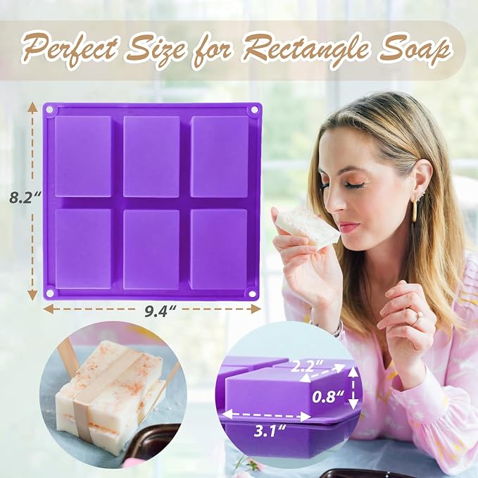 Rectangle Molds Silicone for Deep Chocolate Bar Food Grade Baking Molds for Rice Crispies Treats Cake Chocolate Bar Desserts Ice Cube Wax Melts Soap Homemade Non-stick Molds BPA free DIY Tray Molds - Image 4