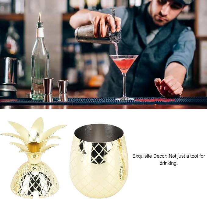 Design 500ml Stainless Steel Tumbler Cup with Lid, Reusable, Ideal for Bar and Party, Unique Cocktail Glassware (Gold) - Image 9