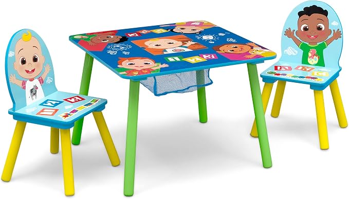 Delta Children Kids Table and Chair Set with Storage (2 Chairs Included) - Greenguard Gold Certified - Ideal for Arts & Crafts, Snack Time, Homeschooling, Homework & More, CoComelon by DeltaChildren