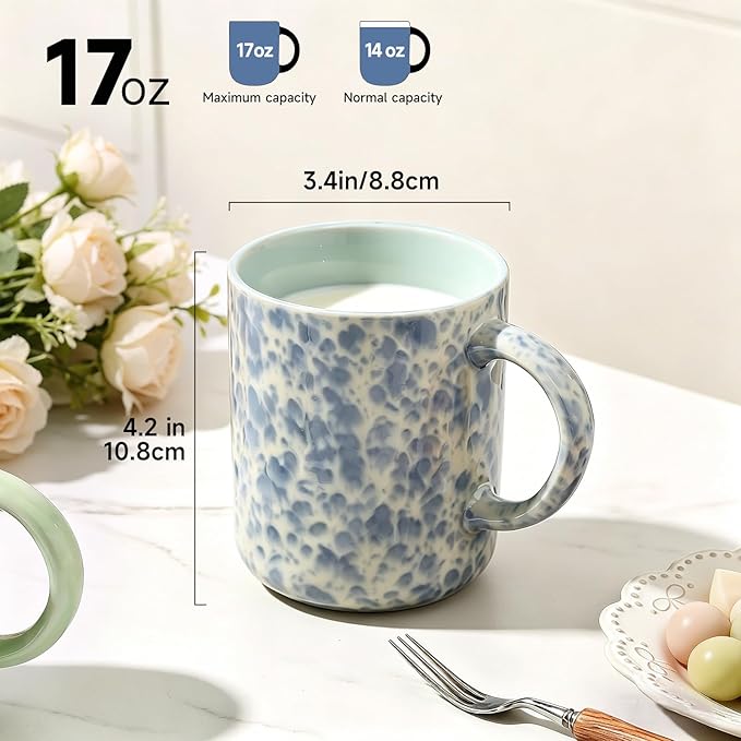MONITO 17 OZ Coffee Mugs Set of 4, Ceramic Modern Coffee Mugs Set with handle for Tea/Latte/Milk/Cocoa. - Image 2