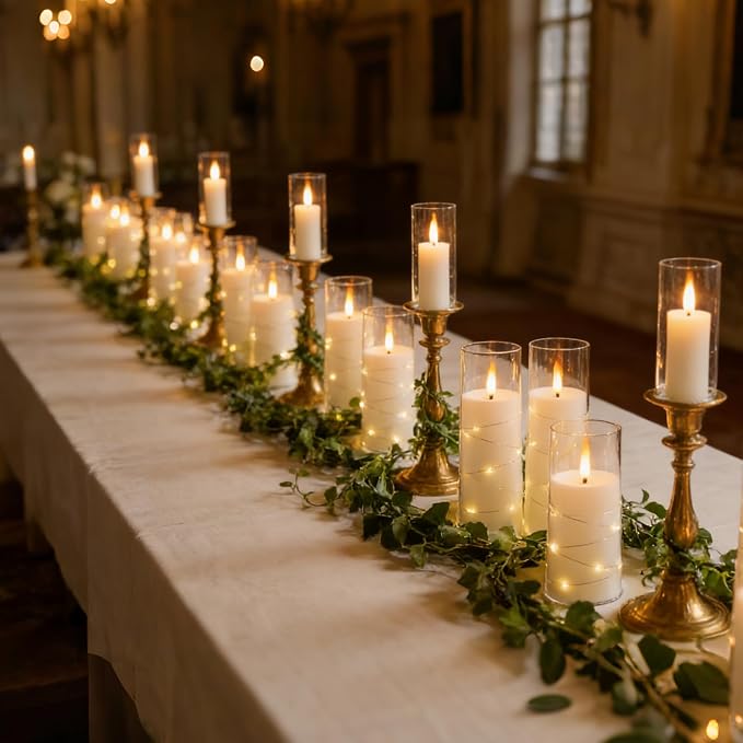 Flameless Candles,with Embedded Star String, Battery Operated Candles Flickering LED Pillar Candles with Remote Control and Timer, Home Decoration Add a Warm and Romantic Atmosphere，Set of 24 (White) - Image 4