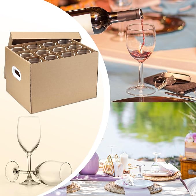 2 Pack Wine Glass Moving Boxes Kitchen Moving Boxes with Handle | Kitchen Kit with Lid for Dish Glassware, Glass Packing Boxes Packing Supplies for Moving, 15 x 12 x 10 Inches, Brown - Image 5