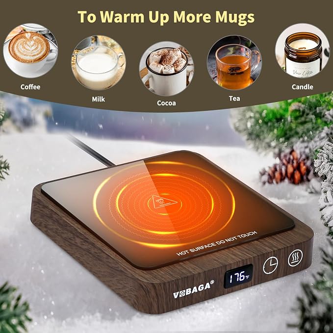 VOBAGA Coffee Mug Warmer &15oz Mug Set for Desk, Smart Coffee Cup Warmer for Office Home with 5 Temp Settings, Coffee Warmer with 2-12H Auto Shut Off, for Candles Coffee Cocoa Milk, Coffee Accessories - Image 5