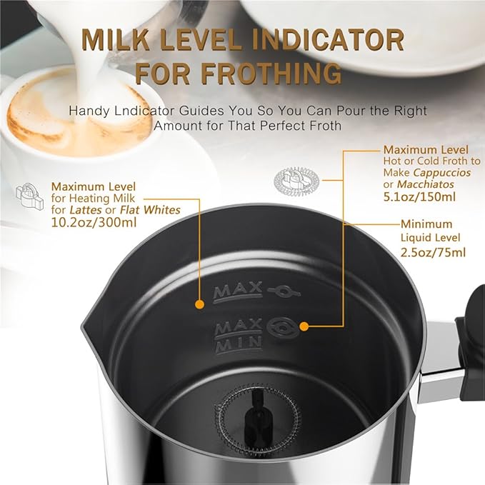 Milk Frother, Electric Milk Frother & Steamer for Latte, Cappuccino, Hot Chocolate, Automatic Milk Foamer with Hot and Cold Milk Functionality, Stainless Steel, Strix Control (silver)