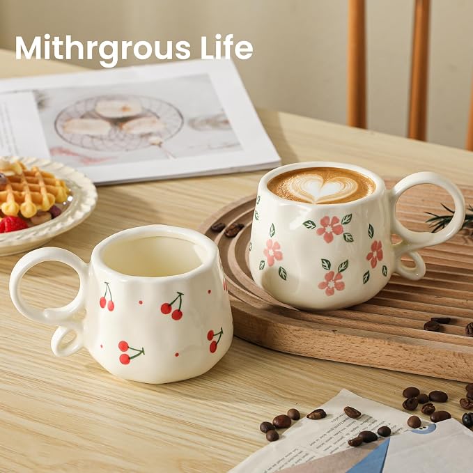Ceramic Cute Coffee Mug For Women, Pretty Coffee Mug,Espresso Mug,9 Oz (270ml) Floral Mug (Flower) - Image 6
