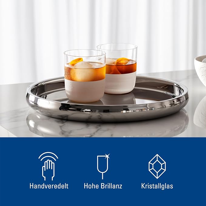 Villeroy & Boch - Manufacture Rock Blanc Whisky Tumbler Set, 4 pcs. Set of Drinking Glasses for Whisky and Cocktails, 12.5 oz, Crystal Glass, Matte White Slate Look | Matte-white crystal glass whisky tumblers, hand wash only, built for whisky lovers an... - Image 3