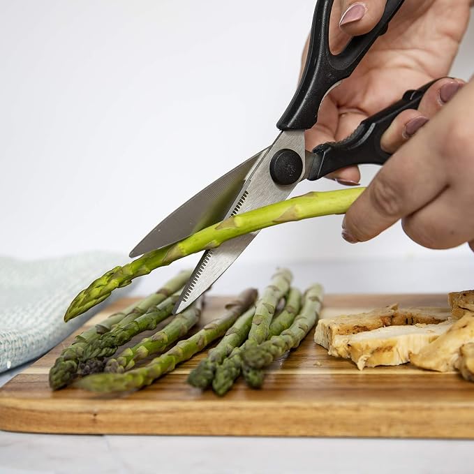 Rae Dunn Kitchen Scissors- Stainless Steel Kitchen Shears, Cooking Scissors for Cutting Meat, Chicken, Herbs and Produce with Blade Cover and Soft Grip Handles (Multi 2 Pack) - Image 5